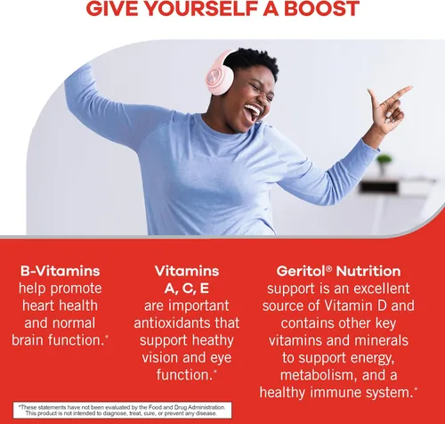 Miniatura 3 de Geritol, Suplemento multivitamínico, contiene vitaminas B, antioxidantes, vitaminas C, E y D y hierro, 26 vitaminas y minerales esenciales, sin