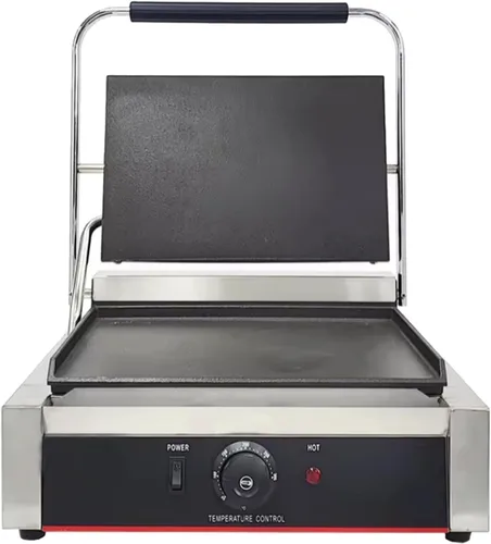 Miniatura 2 de Prensa de panini comercial con parrilla estriada Sandwichera eléctrica de contacto único (Gran superficie lisa superior e inferior)