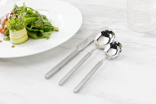 Miniatura 2 de Fortessa Jaxson - Cubiertos de acero inoxidable 18/10, acero inoxidable cepillado/espejado, servicio de ajuste de 5 piezas para 1