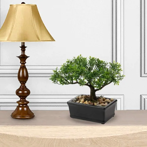 Miniatura 3 de Árbol bonsái artificial, enebro, plantas artificiales para interiores, pequeñas plantas falsas para decoración con macetas de cerámica