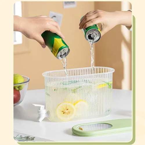 Miniatura 3 de Dispensador de bebidas de 3.5L/1 galón, hervidor frío con grifo, dispensador de jarra de agua duradero de plástico para refrigerador, cubo