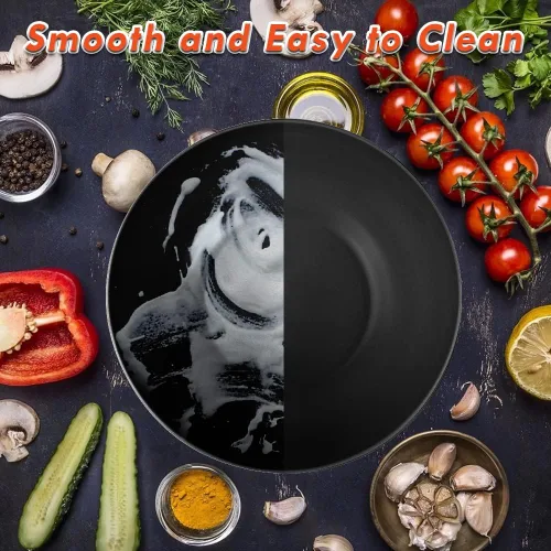 Miniatura 4 de ShineMe Juego de Ensaladera Negra, Ensaladera Grande de Fibra de Bambú de 9.8 pulgadas con Tapa y Utensilios (Cuchara y Tenedor), Tazón Sólido