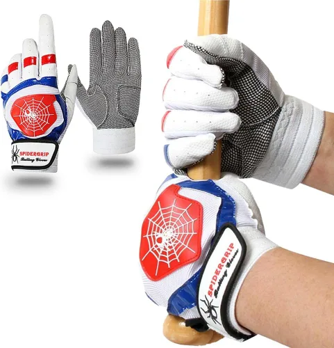 Miniatura 7 de J&S Sporting Spider Grip - Guantes de bateo de béisbol antideslizantes - Agarre antideslizante duradero para hombres y jóvenes jugadores Negro dorado