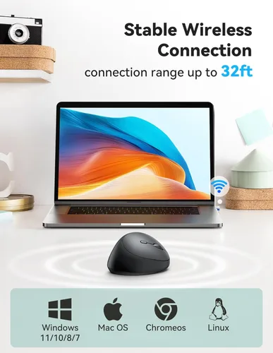 Miniatura 3 de TECKNET Ratón Ergonómico, 4800 DPI 5 Niveles de DPI Ajustables, Ratón Vertical Inalámbrico, 6 Botones, Ratón Silencioso de 2.4G para Laptop, PC