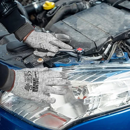 Miniatura 5 de ATERET Guantes de trabajo de nailon HPPE y guantes recubiertos de fibra de vidrio, uso ideal para corte de vidrio, fabricación