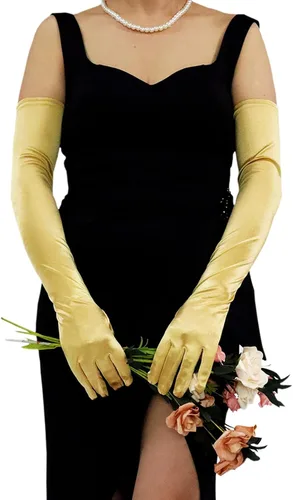 Miniatura 3 de Guantes largos de satén para mujer, guantes elásticos de fiesta de ópera de los años 20, blanco, negro, rojo, guantes de fiesta de noche