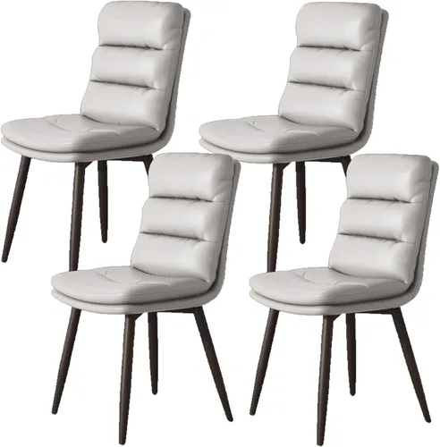 Miniatura 14 de Upholstered Dining Chairs Set of 4, Leather Kitchen Chair with Metal Legs, Dining Room Kitchen Chair with Back for Brown