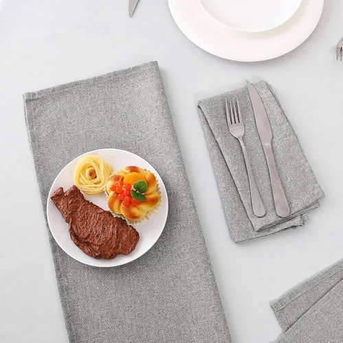 Miniatura 5 de H.VERSAILTEX Juego de 12 servilletas de tela texturizadas de lino (18" x 18") Servilletas de cena con textura de lino impermeables, extra suaves