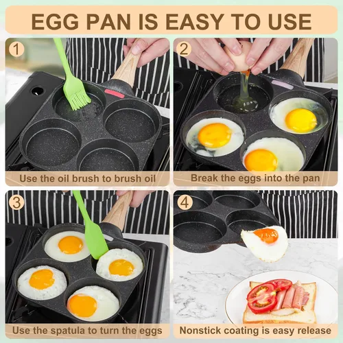 Miniatura 7 de MyLifeUNIT Sartén para Huevos, 4 Tazas, Sartén Antiadherente para Huevos, Sartén para Huevos Fritos para Desayuno, Panqueques, Hamburguesas, Negro