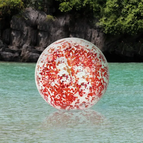 Miniatura 7 de Hsei 3 unidades de bola de playa inflable de 16 pulgadas con purpurina, bolas de discoteca de piscina de verano con confeti, flotables, juguetes Oro