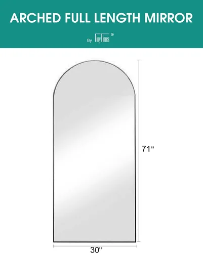 Miniatura 4 de Espejo de longitud completa, espejo de piso de 71 x 30 pulgadas con soporte, espejo de pared arqueado, espejo grande de cuerpo completo con marco
