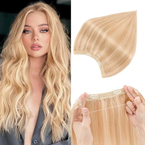 Miniatura 10 de Extensiones de cabello en aureola de cabello humano real, Extensión de cabello Halo 100% cabello humano, Extensiones de cabello con alambre, Lacio