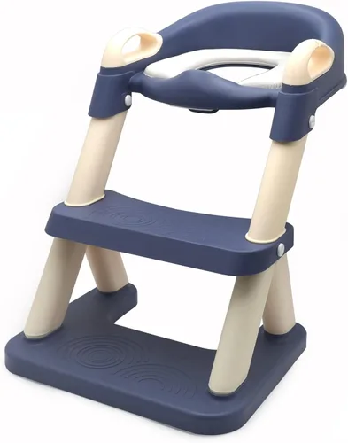 Inodoro de entrenamiento para ir al baño para niños pequeños, asiento de entrenamiento para ir al baño con escalera, para niños y niñas, Azul