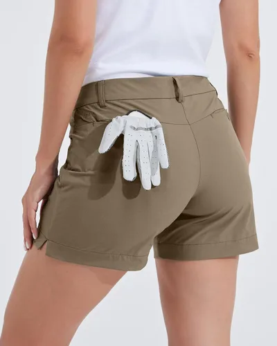 Miniatura 15 de Willit Pantalones cortos de golf de 4.5 pulgadas para mujer, de secado rápido, casuales, con bolsillos, resistentes al agua