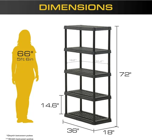 Miniatura 2 de CENTREX CX 5-Tier Heavy Duty Plastic Storage Shelves that Support up to 150lbs/shelf, Organization and Storage, Weather-Resistant Design, Easy