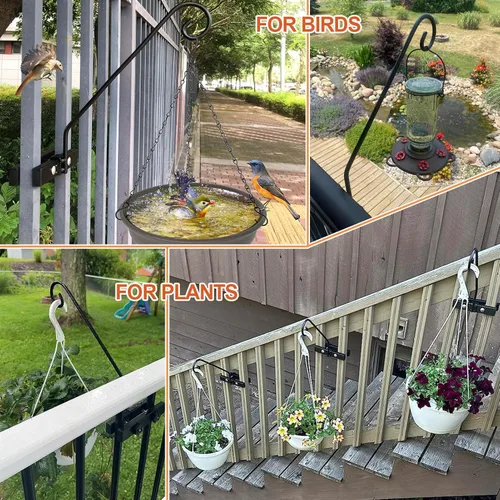 Miniatura 5 de Riel de gancho de cubierta adecuado para colgar cestas de flores, campanillas de viento, macetas, comederos de pájaros, riel de gancho de cubierta