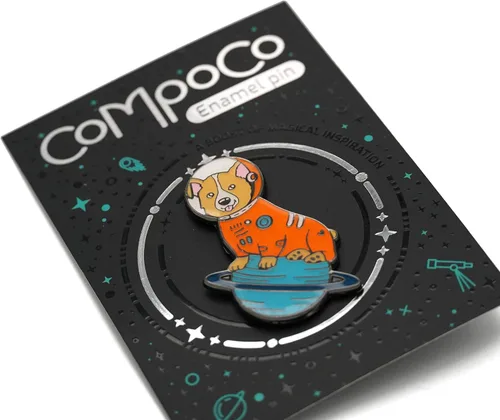 Miniatura 2 de Compoco Pop Corgi perro esmalte Pin Astronauta cachorro en un traje espacial con un casco espacio para los amantes de los perros