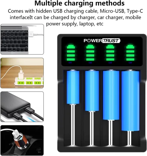 Miniatura 5 de Cargador de batería universal LED de 4 ranuras para 18650 26650 22650 21700 20700 18500 18350 17670 17500 14500 14430 10440 AA AAA AAAA