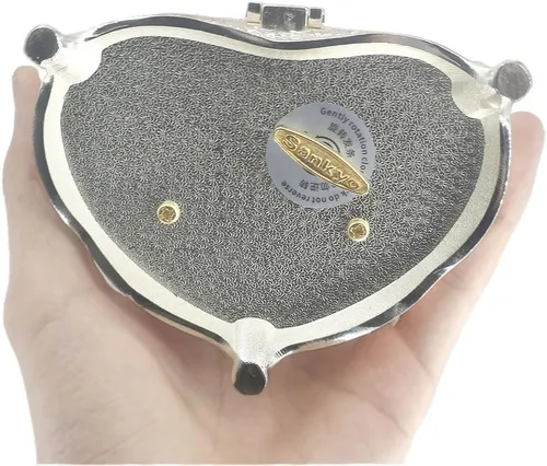 Miniatura 5 de ROSIKING Caja de música de aleación de metal en relieve en forma de corazón azul, caja musical antigua para joyería con cuerda, regalos