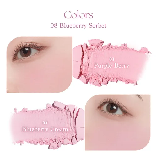 Miniatura 5 de Dasique Blending Mood Cheek #08 Blueberry Sorbet 4 tonos mezclables en polvo suave y ligero Vegano Blush 08 Sorbete de arándanos