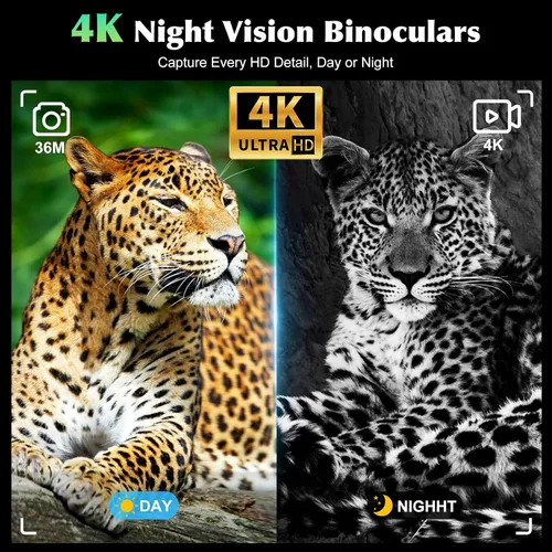Miniatura 3 de Gafas de visión nocturna, binoculares de visión nocturna de 4K UHD con video e imagen de 36MP, pantalla de 4.5", batería recargable de 4500mAh