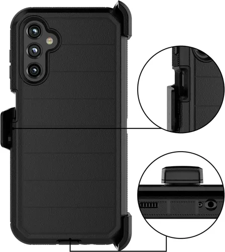 Miniatura 7 de Funda para teléfono Galaxy A14 5G, para Samsung A14 5G con clip para cinturón con [protector de pantalla incorporado] protector de pie resistente a