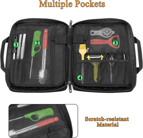 Miniatura 2 de samdew Bolsa para cuchillos de chef con más de 20 ranuras, estuche de almacenamiento de chef profesional con orificio de bloqueo y múltiples