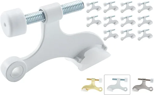 Miniatura 10 de HOME MASTER HARDWARE Tope de puerta con pasador de bisagra, paquete de 12 topes de puerta ajustables de color negro mate con puntas de parachoques