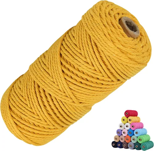 Miniatura 50 de Cuerda de algodón para macramé, de 0.11 pulgadas x 109 yardas, cuerda de macramé natural marrón, suministros perfectos de algodón para hacer