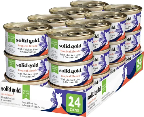 Miniatura 37 de Solid Gold comida húmeda para gatos desmenuzada con salsa - Alimento enlatado para gatos hecho con atún real y caballa - Sin granos de los Cinco