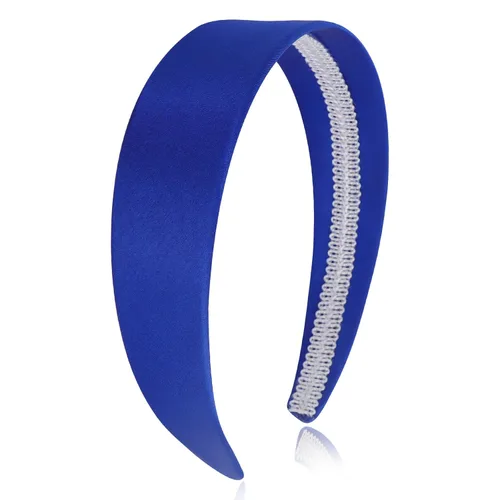 Miniatura 18 de Wecoe Diadema azul bebé de 1.6 pulgadas de ancho, diadema de satén de seda para mujer, antideslizante, a la moda, banda lisa para el cabello