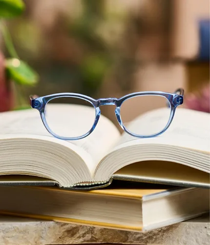 Miniatura 5 de eyebobs - Claramente Gafas de lectura prémium para hombres y mujeres Marco redondo Azul (Blue Crystal)
