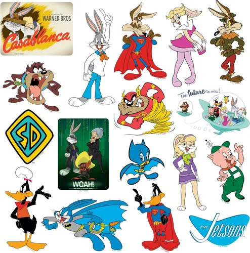 Miniatura 3 de WB 100 Looney Tunes Mashup 100 calcomanías de vinilo troqueladas paquete variado – Calcomanías de personajes de dibujos animados para laptop