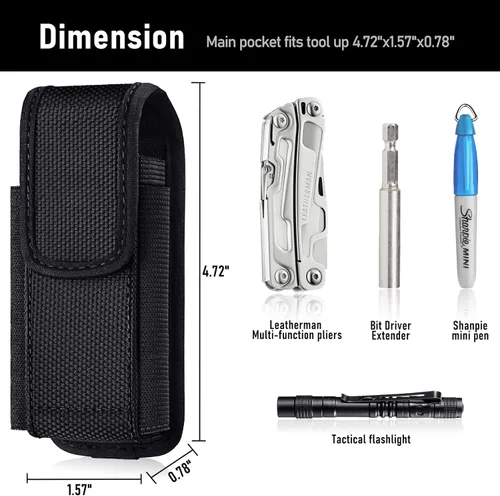 Miniatura 2 de Funda compatible con Leatherman Wave Plus Wingman Surge Rebar Multiherramienta Funda de cinturón de nylon con clip de cinturón