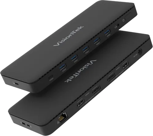 VisionTek Estación de acoplamiento universal dual 4K VT4600DL carga de 100 W (USB-A, USB-C)