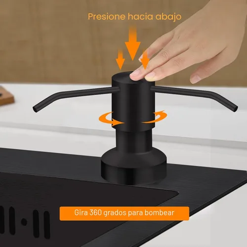 Miniatura 7 de Dispensador de jabón para fregadero de cocina, dispensador de jabón integrado para fregadero de encimera con kit de tubo de extensión de 47