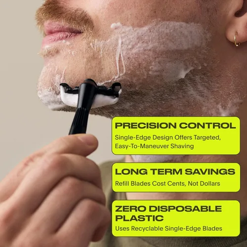 Miniatura 6 de Leaf Thorn Razor by Leaf Shave, maquinilla de afeitar de una sola hoja de metal para hombres y mujeres, cabeza fija con asistencia de carga