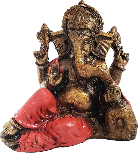 Miniatura 10 de Ganesha - Cabeza de elefante y cuerpo humano que elimina obstáculos del camino de uno, decoración de dormitorio, oficina en casa, estatua Rojo
