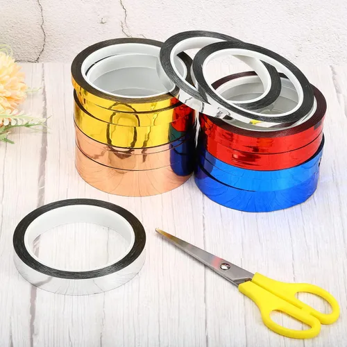 Miniatura 5 de PATIKIL Cinta metalizada de 0.2/0.4/0.6 pulgadas x 55 yardas, 3 rollos de lámina adhesiva metálica de espejo autoadhesivo para detallar arte gráfico
