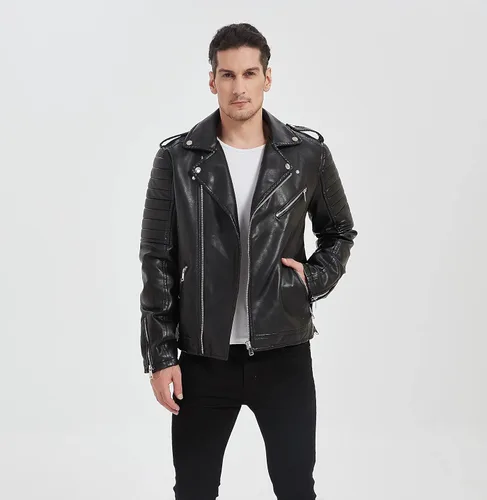 Miniatura 2 de BANMAXDD Men's Faux Leather Jacket QUALITY Black Waterproof Windproof Multi-pocket Biker Jacket Casual Warm Winter Coat