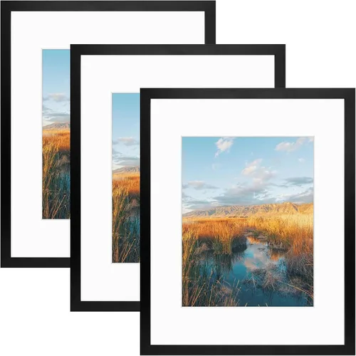 Golden State Art, Portarretratos de pared de 16 x 20 pulgadas con paspartú para mostrar fotos de 11 x 14 pulgadas (negro, paquete de 3)