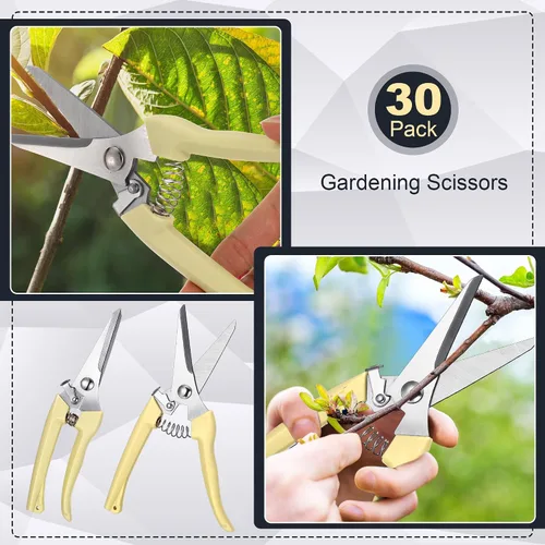 Miniatura 3 de Chumia Tijeras de podar para jardín, 30 unidades, tijeras de podar resistentes para plantas de jardín, podadora de árboles de mano, para patio, Beige
