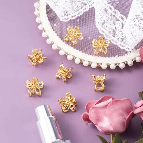 Miniatura 7 de HINZIC 20 pinzas pequeñas de flores de 0.69 pulgadas, pequeños clips dorados para el cabello, accesorios de metal para mujeres, niñas, adolescentes