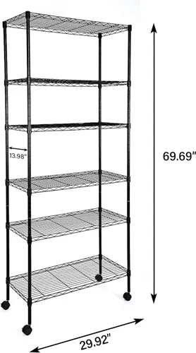 Miniatura 3 de Simple Deluxe Estantería resistente de 6 estantes, 29.92 pulgadas de profundidad x 13.98 pulgadas de ancho x 71.65 pulgadas de alto, estantería