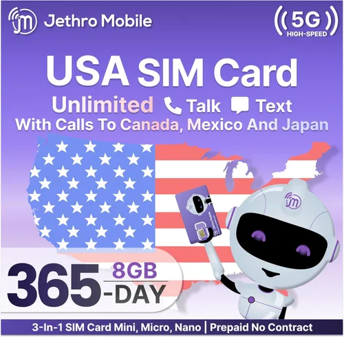 Miniatura 9 de Jethro Mobile Unlimited Talk, texto y datos de alta velocidad de 500 MB, plan prepago de 30 días, funciona con teléfonos celulares mayores, niños