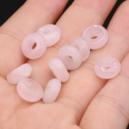 Miniatura 9 de 50 cuentas sueltas de piedra semipreciosa natural con agujero grande, forma de ábaco, ópalo de moda, amatista, unakita, cuarzo rosa, cuentas