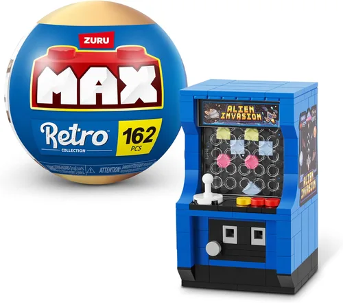 ZURU MAX - Ladrillos de construcción retro prémium (máquina de arcade) juguete coleccionable de desembalaje