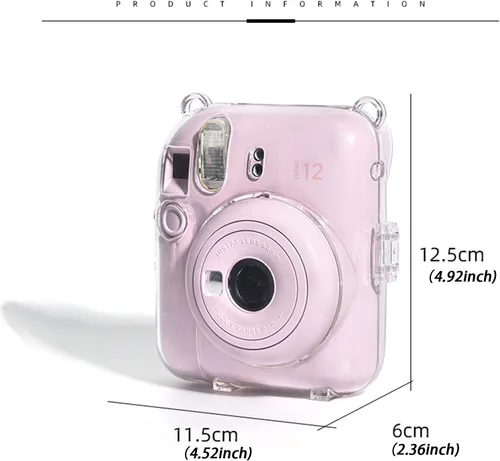 Miniatura 6 de Funda transparente Mini 12 con bolsillo para película para cámara instantánea Fujifilm Instax Mini 12, vitrina con correa de hombro ajustable Funda