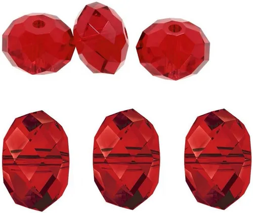 50 cuentas de cristal Adabele austriaco de 0.394 pulgadas facetadas sueltas Rondelle Siam rojo espaciador compatible con cristales de Swarovski 5040