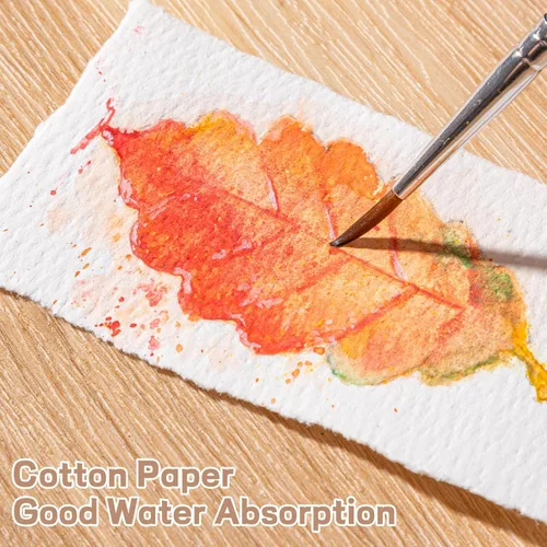 Miniatura 4 de Prudiut 50 hojas de papel de acuarela de algodón, 300 g/m², borde de 5,08 x 8,89 cm, ideal para pinturas de acuarela, bocetos acrílicos, manualidades